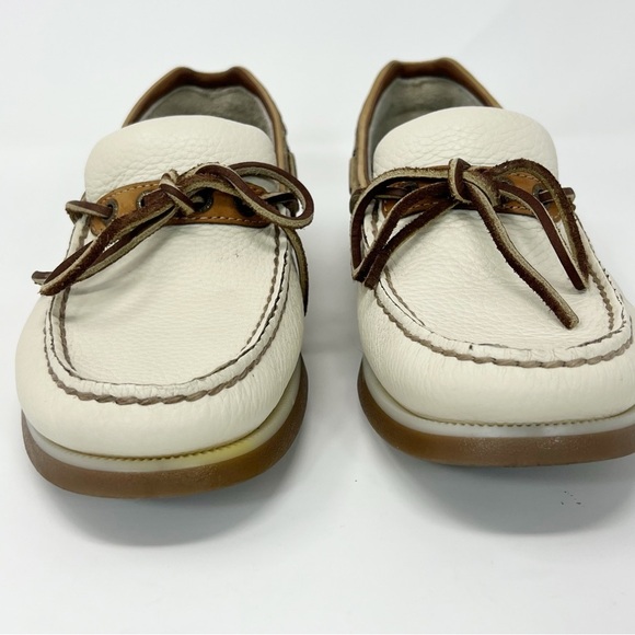 SPERRY leather classic boat shoes, white/cream and brown color - Picture 12 of 16